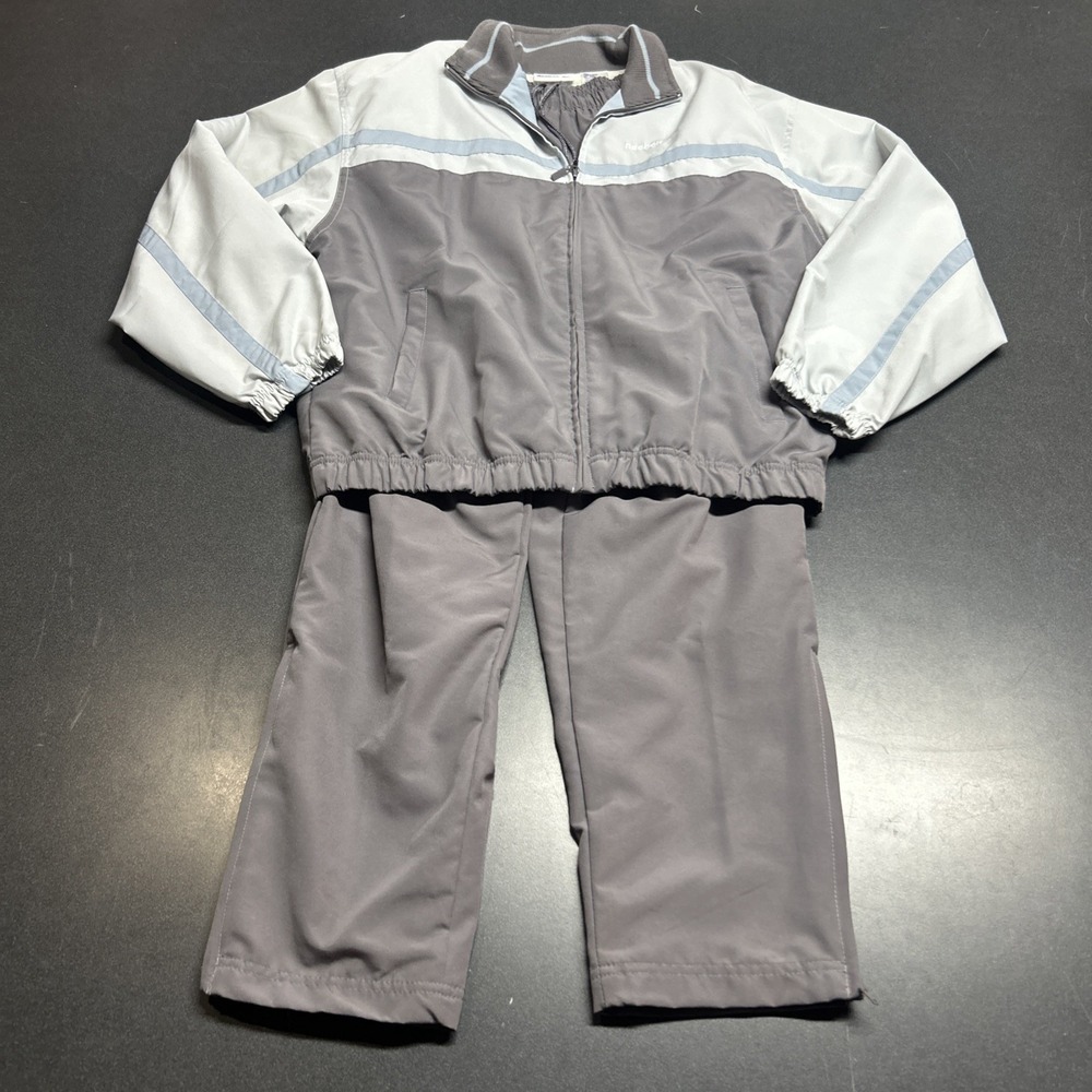 Vintage Y2K Reebok 90s Track Suit Grey Blue Accent Size M Matching Set